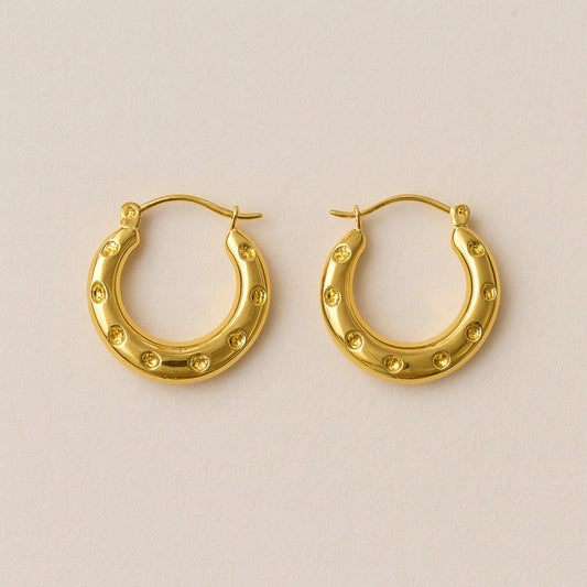 18k gold plated Luxe Studded Hoop earring