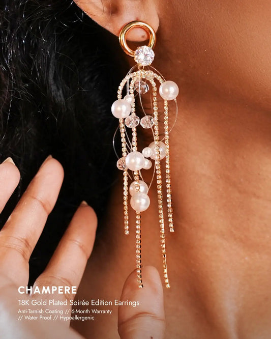 Champere 18K Gold Plated Soirée Earrings