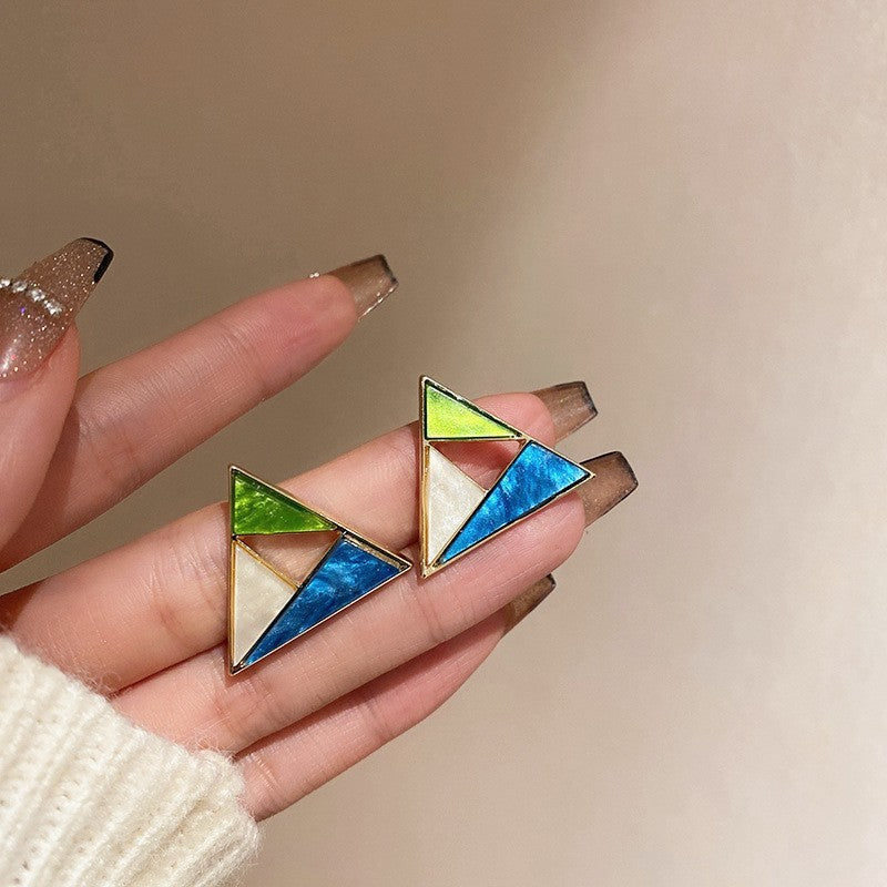 Multicolour Triangle Shape Stud Earring