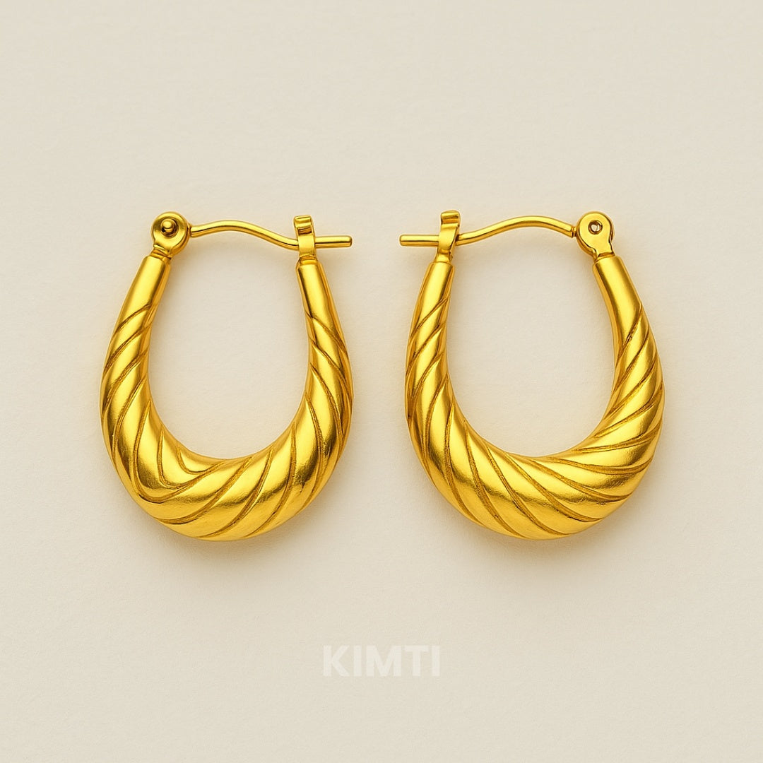 Rs. 99 Only - 18K Gold Plated Oval Hoop Golden Anti Tarnish Earring