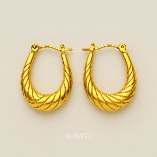 Rs. 99 Only - 18K Gold Plated Oval Hoop Golden Anti Tarnish Earring