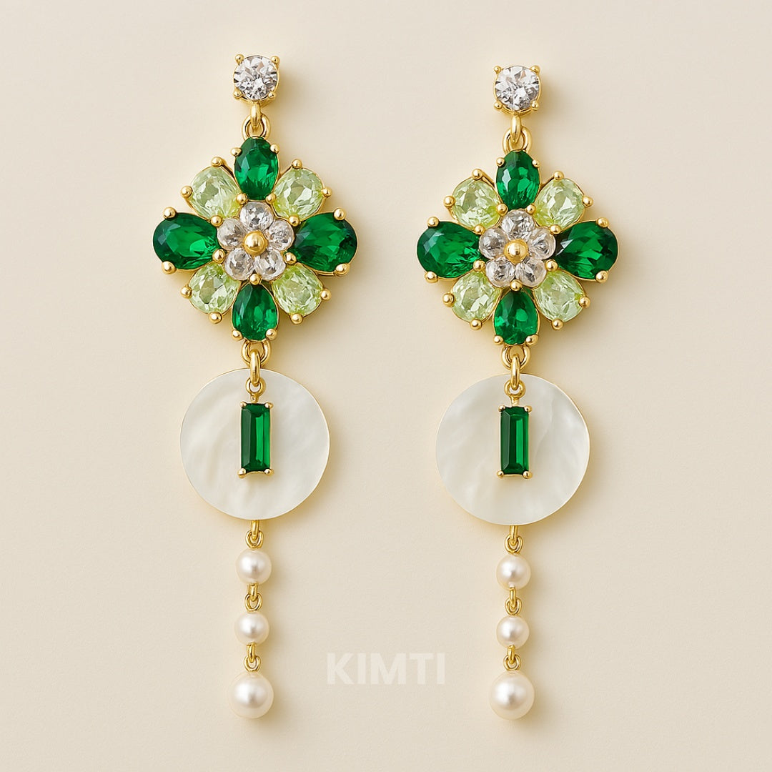 Green Stone Studded Turkish Dangler Earring