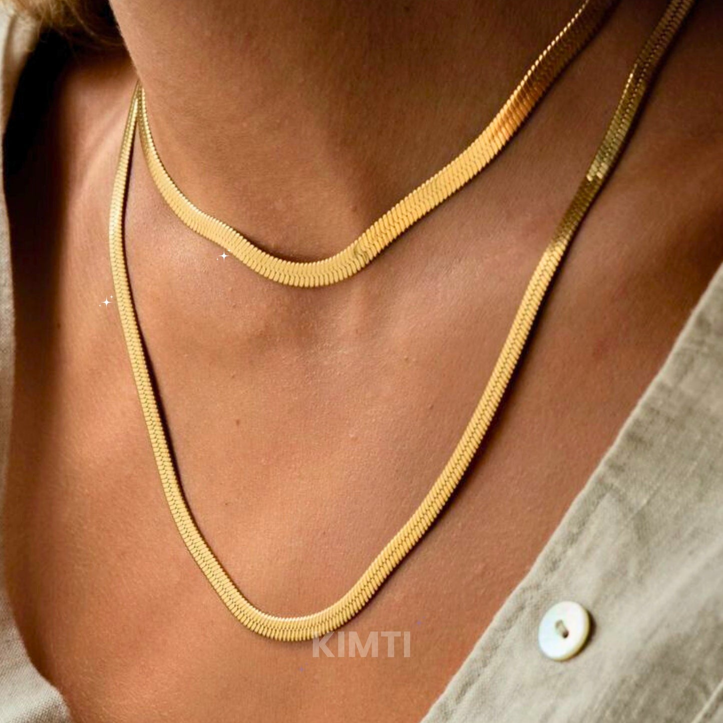 Anti Tarnish Dual Layer Snake Chain Necklace