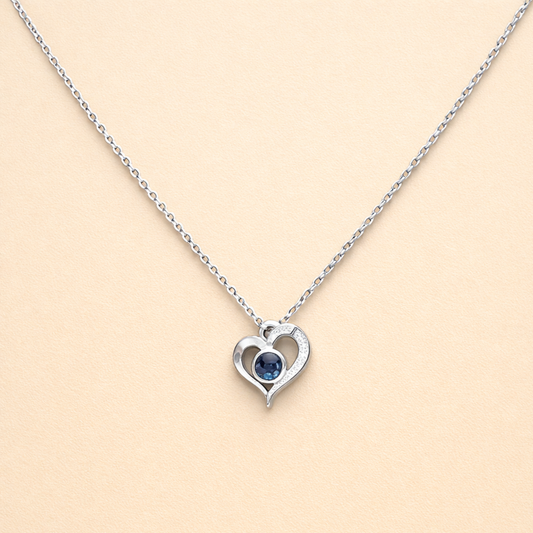 Romantic Blue Stone Heart Necklace