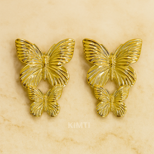 Golden Butterfly Drop Korean Earring