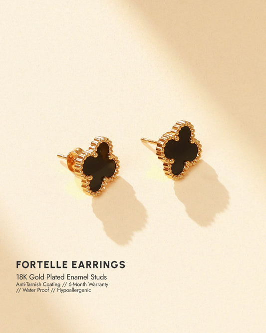 Fortelle 18K Gold Plated Enamel Studs