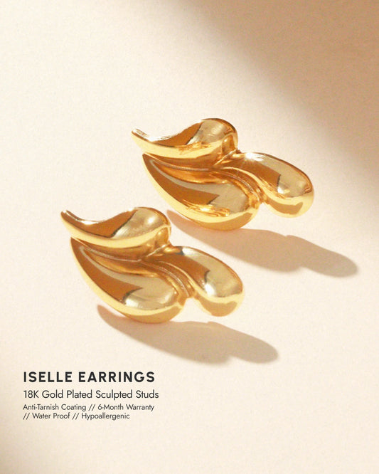 Iselle 18K Gold Plated Sculpted Studs