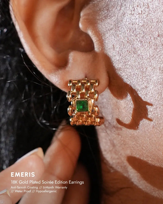 Emeris 18K Gold Plated Soirée Earrings