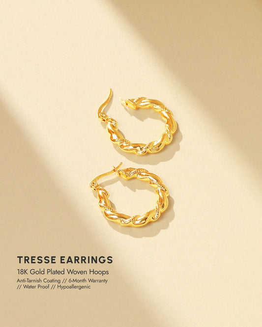 Tresse 18K Gold Plated Woven Hoops