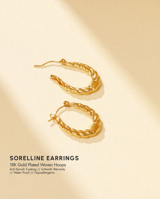 Sorelline 18K Gold Plated Woven Hoops