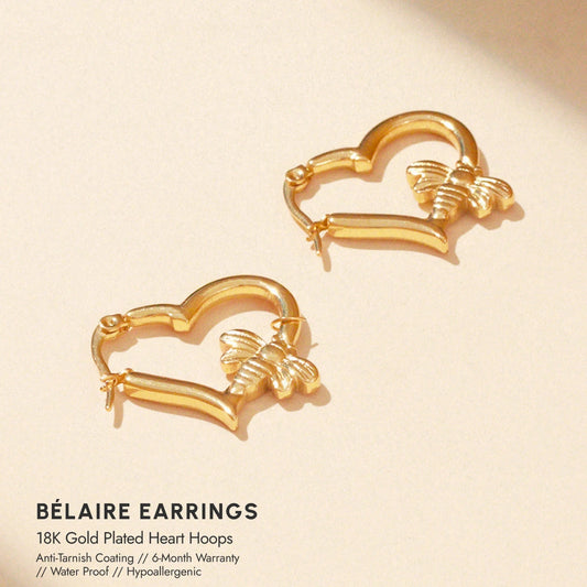 Bélaire 18K Gold Plated Heart Hoops