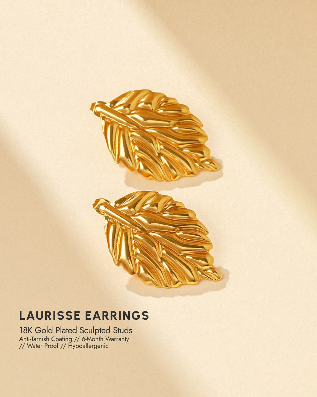 Laurisse 18K Gold Plated Sculpted Studs