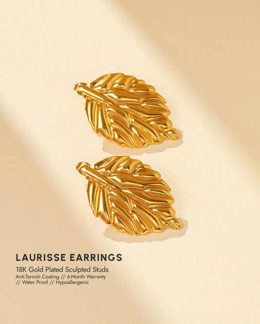 Laurisse 18K Gold Plated Sculpted Studs