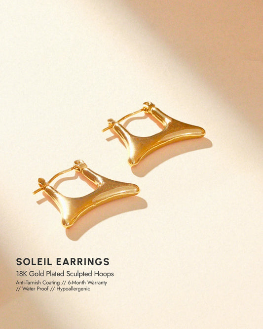 Soleil 18K Gold Plated Sculpted Hoops
