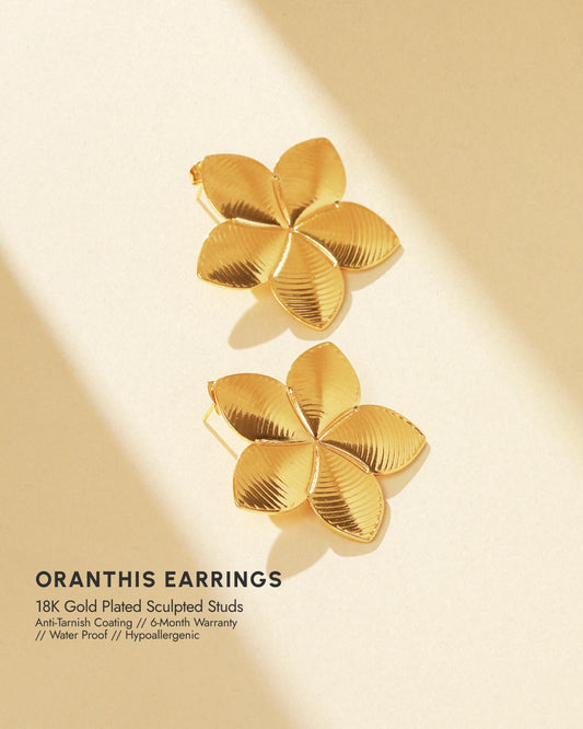 Oranthis 18K Gold Plated Sculpted Studs