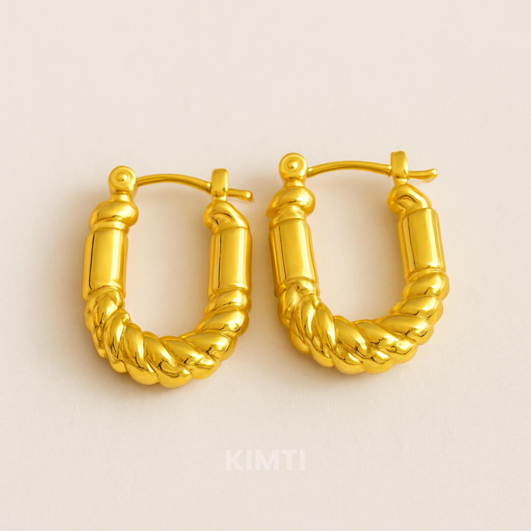 18K Gold Plated Geometric Hoop Anti Tarnish Earring