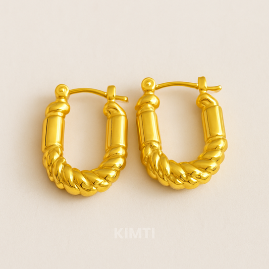 18K Gold Plated Geometric Hoop Anti Tarnish Earring
