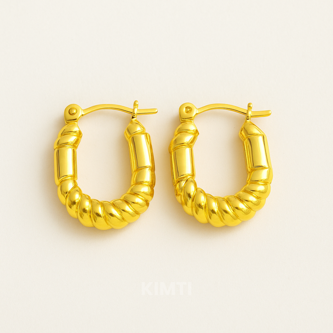 18K Gold Plated Geometric Hoop Anti Tarnish Earring