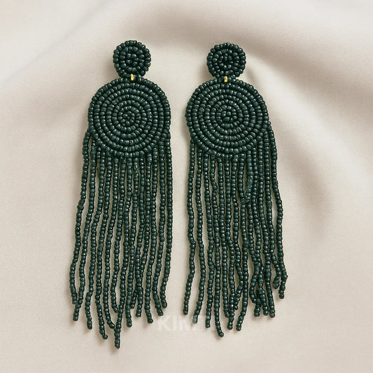 Black Hand Beaded Earring
