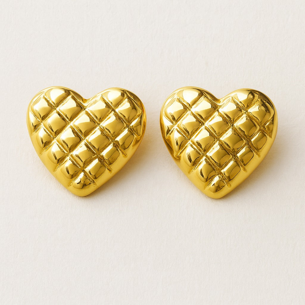 18k gold plated Regal Heart Stud earrings