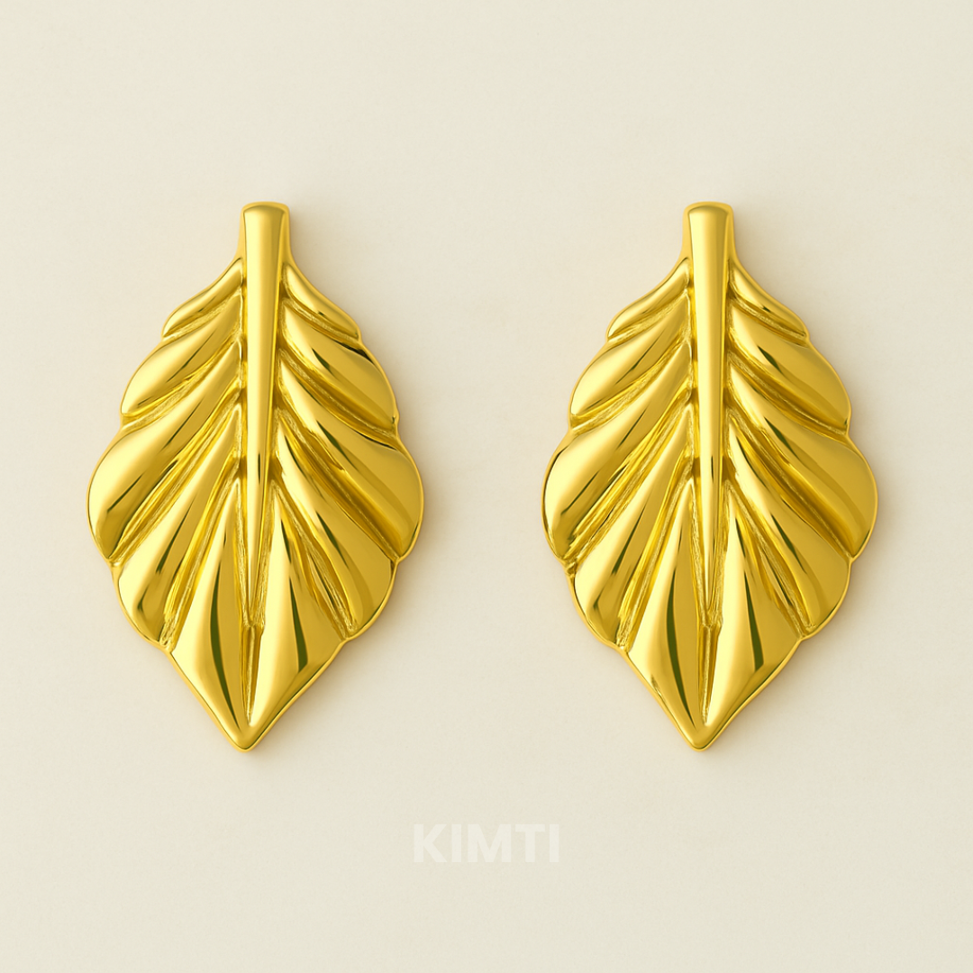 18k Gold Plated Leaf Anti Tarnish Earring
