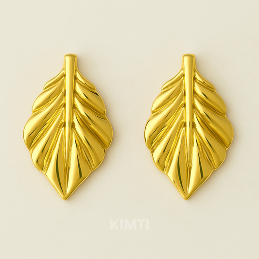 18k Gold Plated Leaf Anti Tarnish Earring