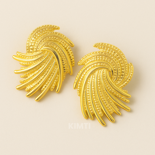 Zephyra 18K Gold Plated Sculpted Studs