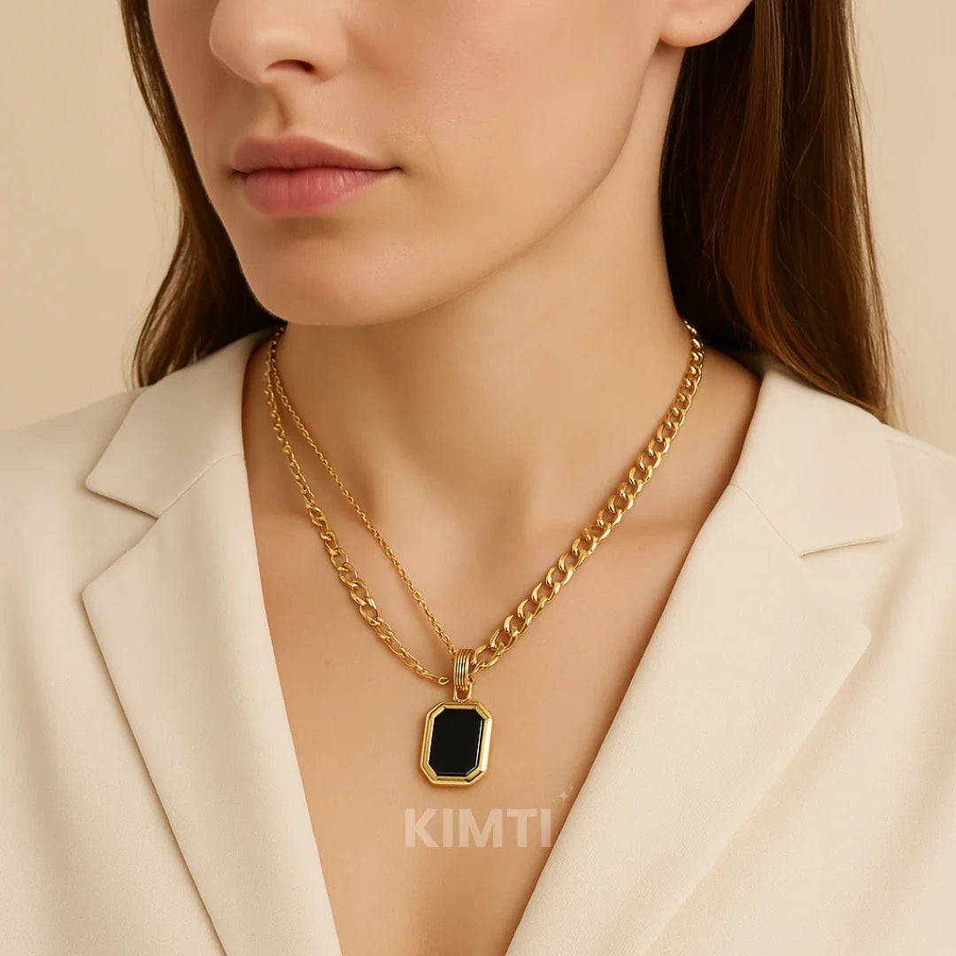 Anti Tarnish Dual Layer Black Necklace