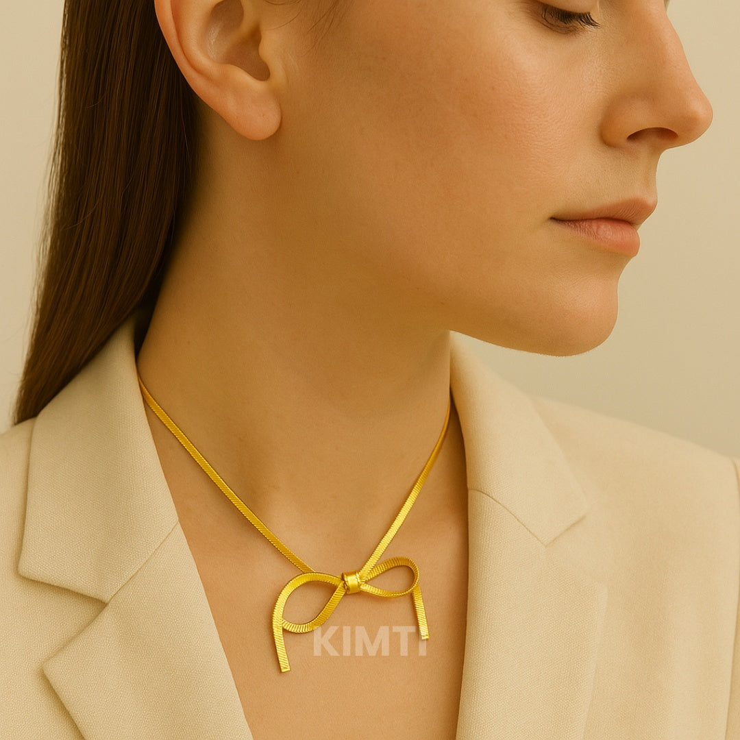 Anti Tarnish Bow Necklace