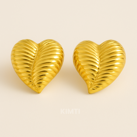 18K Gold Plated Modern Heart Stud Earrings