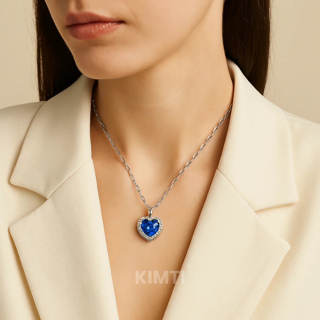 Silver Ocean Heart Necklace