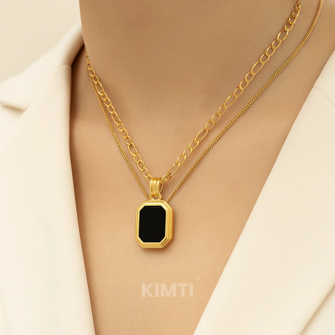 Anti Tarnish Dual Layer Black Necklace