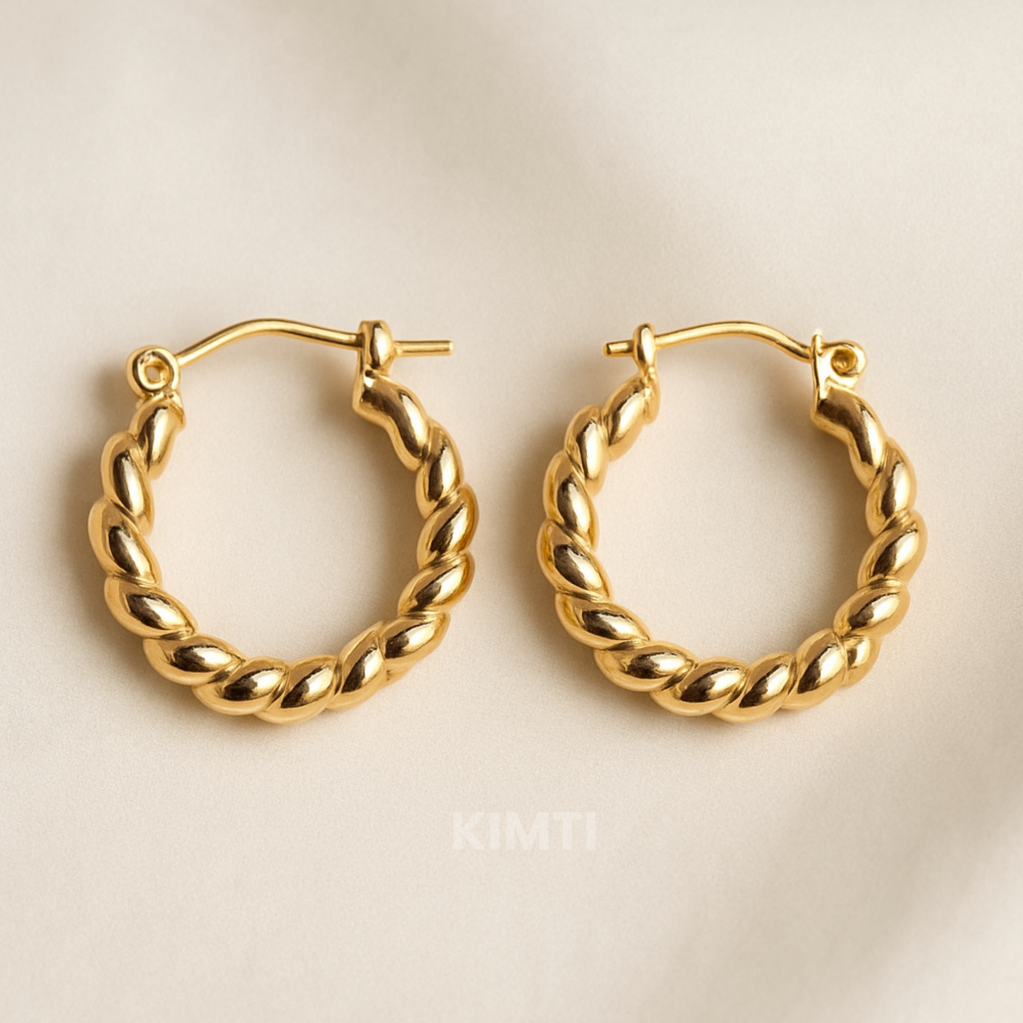 18K Gold Plated Radiant Twist Hoops Anti Tarnish Earring