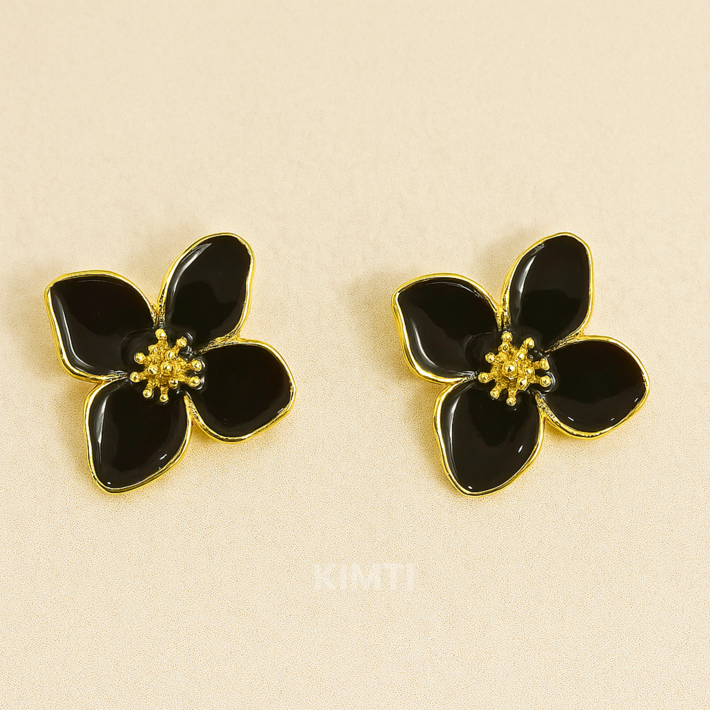Black Flower Stud Korean Earring