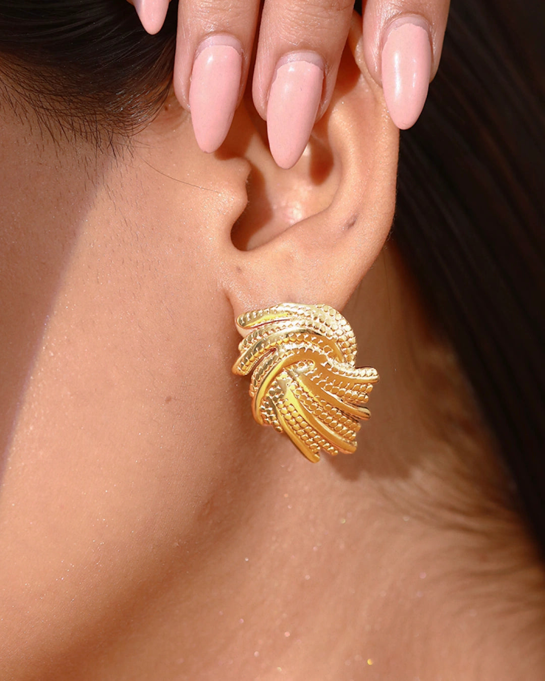 Zephyra 18K Gold Plated Sculpted Studs