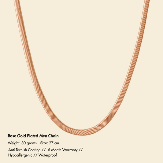 Men-18kAnti Tarnish Rose Gold Snake Chain