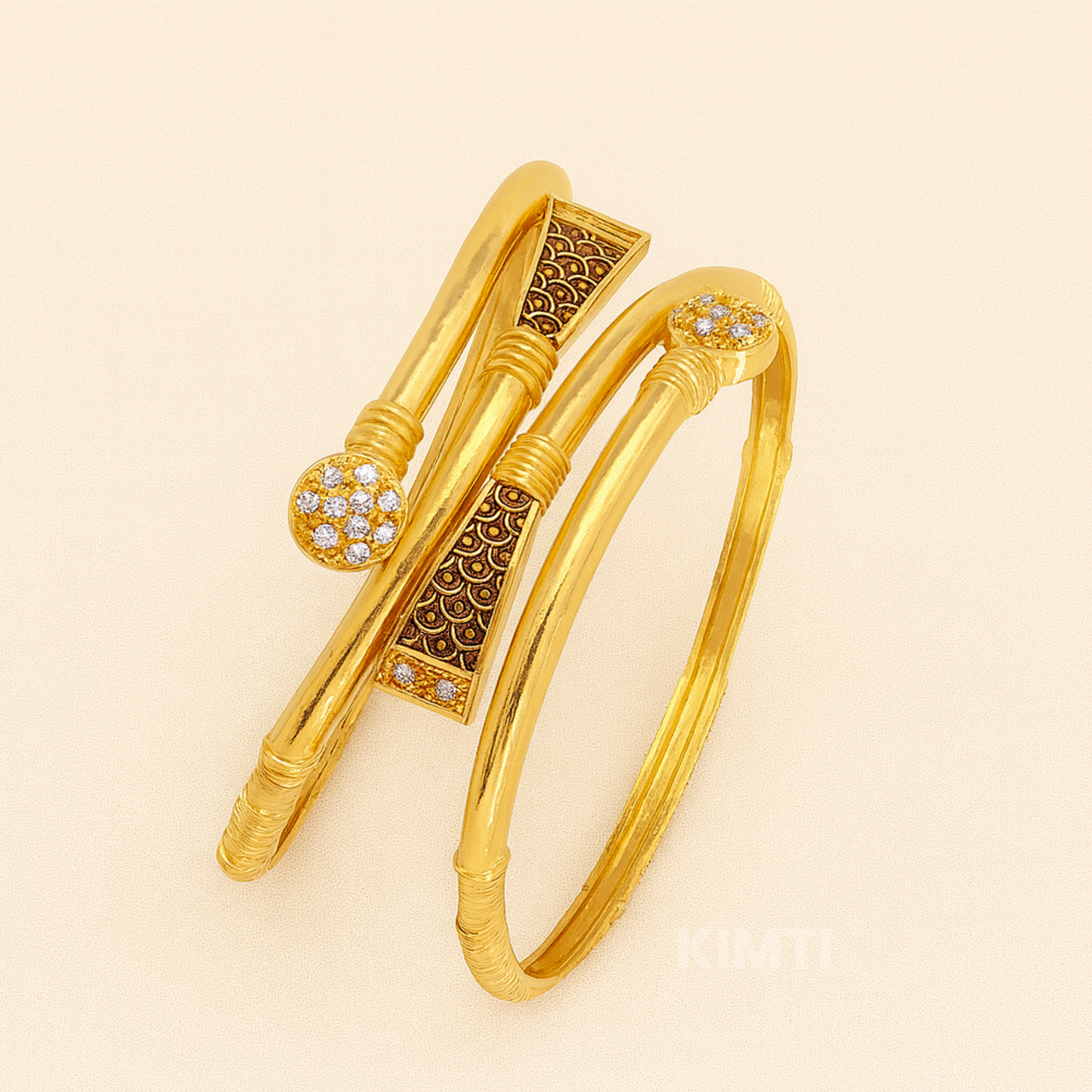 18k Gold Plated Royal Bloom Grace Diamond Bangles