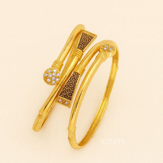 18k Gold Plated Royal Bloom Grace Diamond Bangles