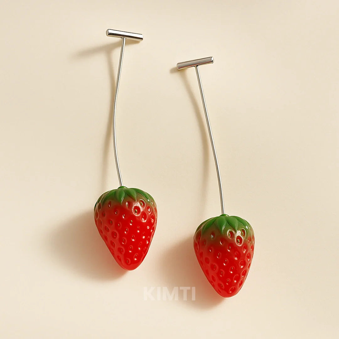 Starry Strawberry Red Drop Earring