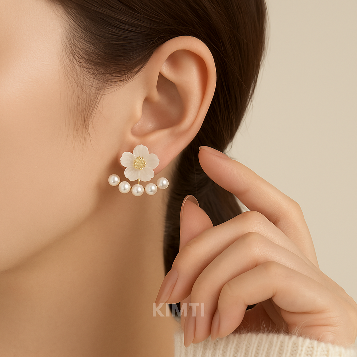 White Pearl Stud Earrings