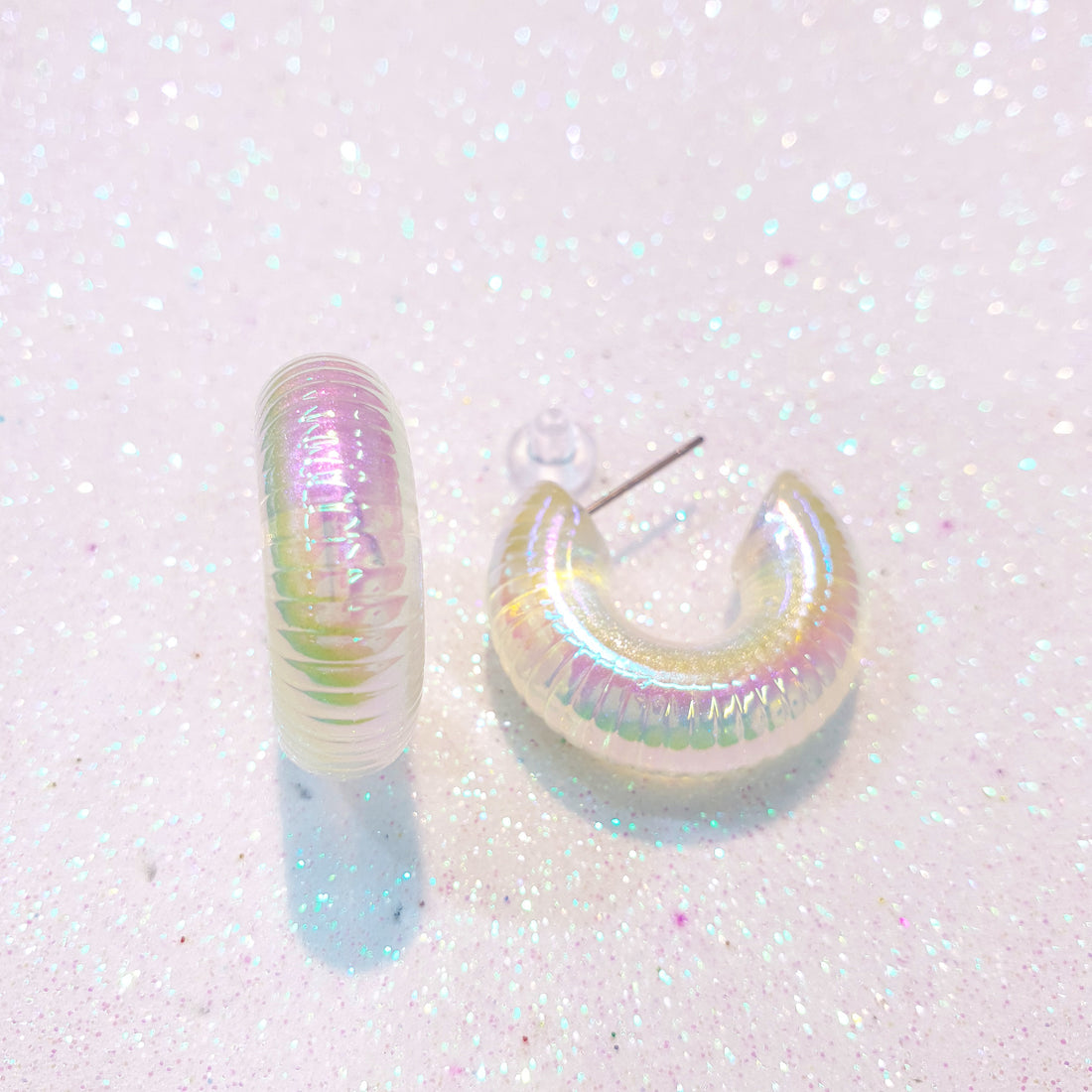 Aurora Hoops Clear Drop Earring