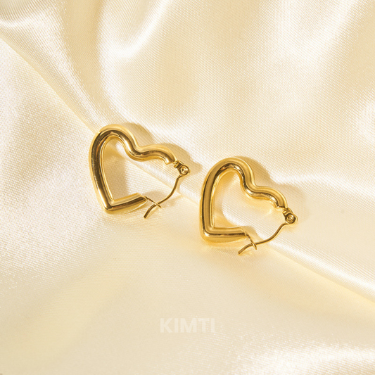 18K Gold Plated Heart Shape Hoops Anti Tarnish Earring