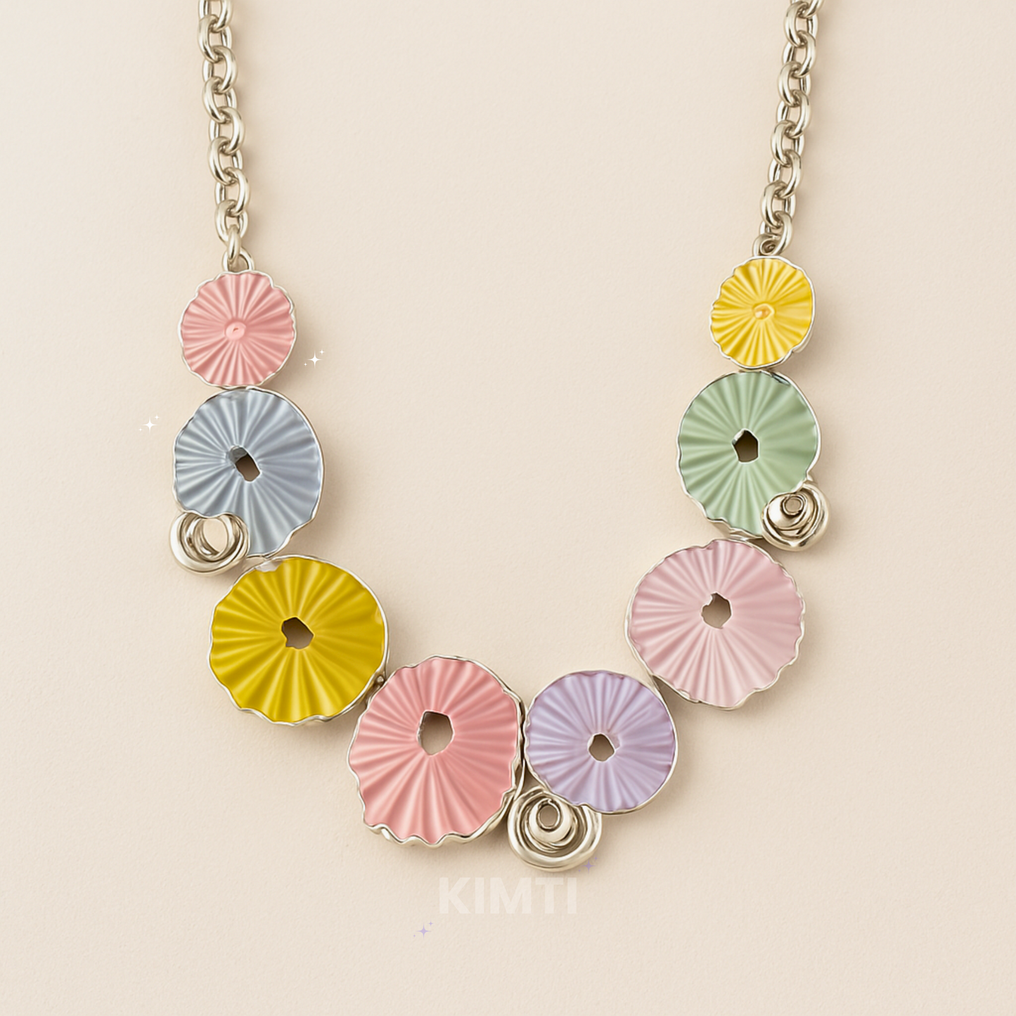 Multicolour Metallic Necklace with Earring