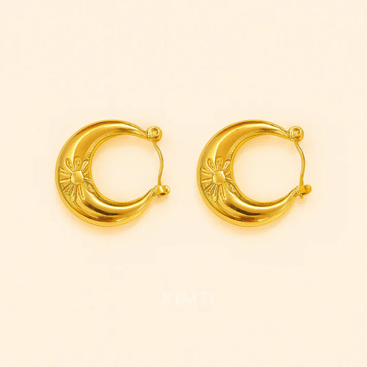 18k Gold Plated Flower Hoop Anti Tarnish Earring