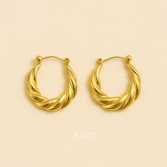 18k Gold Plated Croissant Hoop Earring
