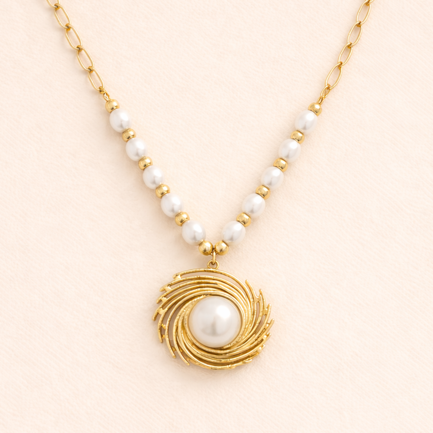 18k Gold Plated Celeste Swirl Pendant Necklace