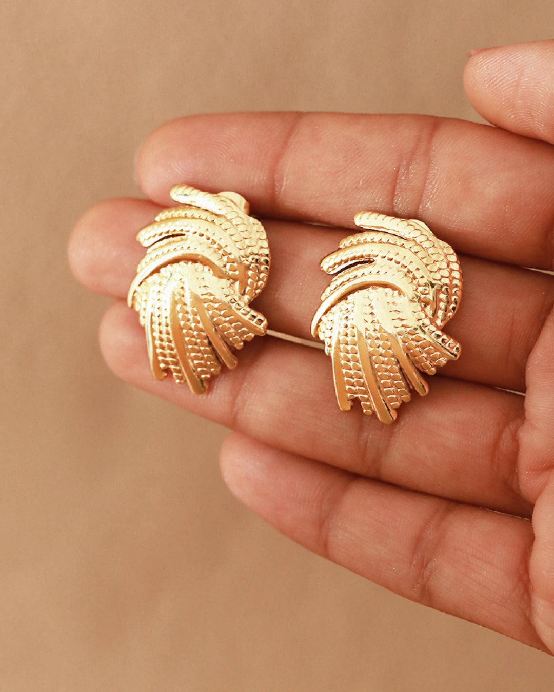 Zephyra 18K Gold Plated Sculpted Studs
