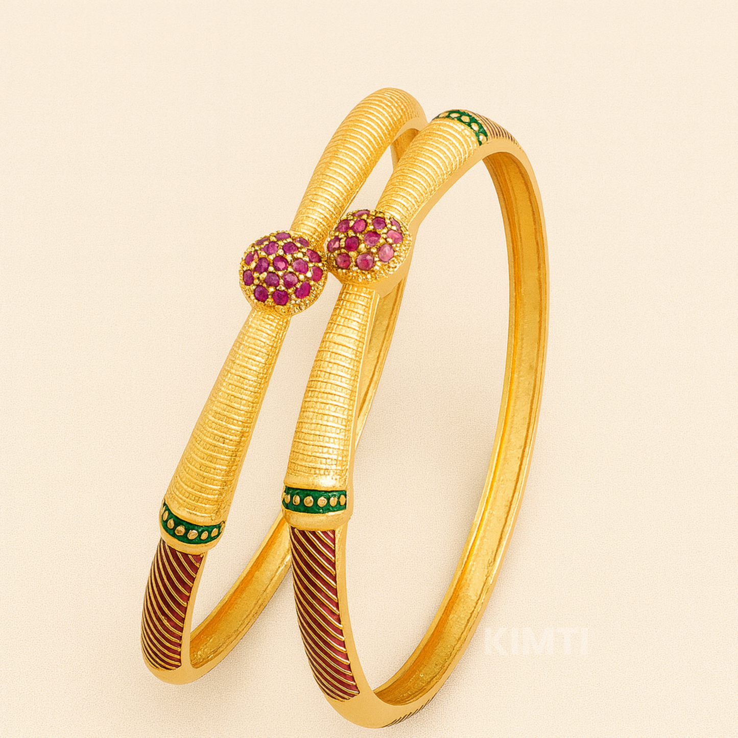18k Gold Plated Imperial Glow Twin Gem Bangles