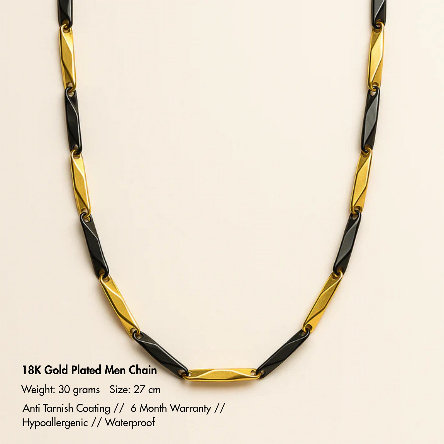 Men-Golden and Black Chain Necklace