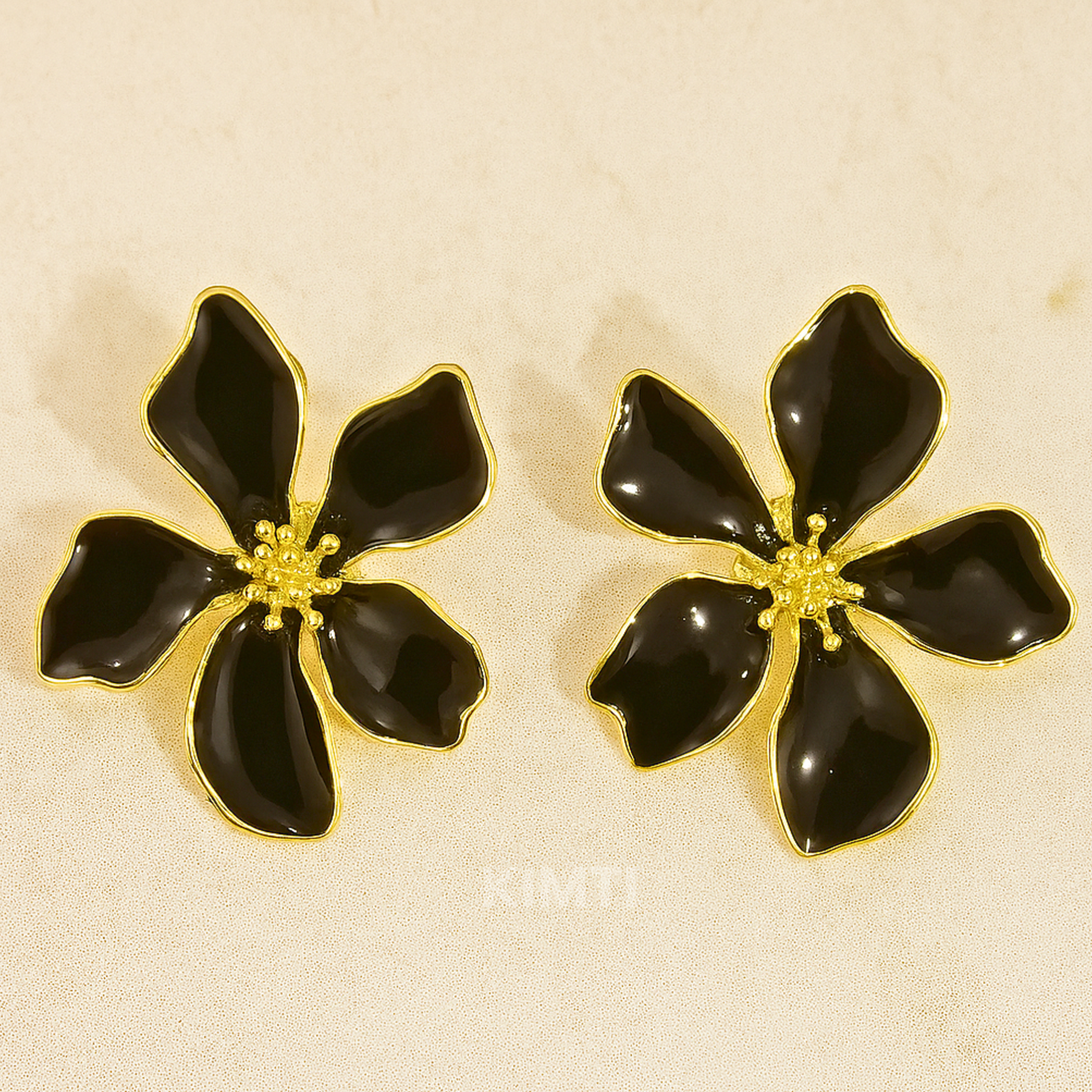 Bloom In Midnight Black Korean Earrings